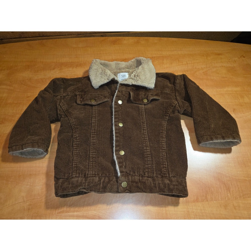 Vintage Boys Brown Corduroy Faux Fur Sherpa Lined Coat. No size tag